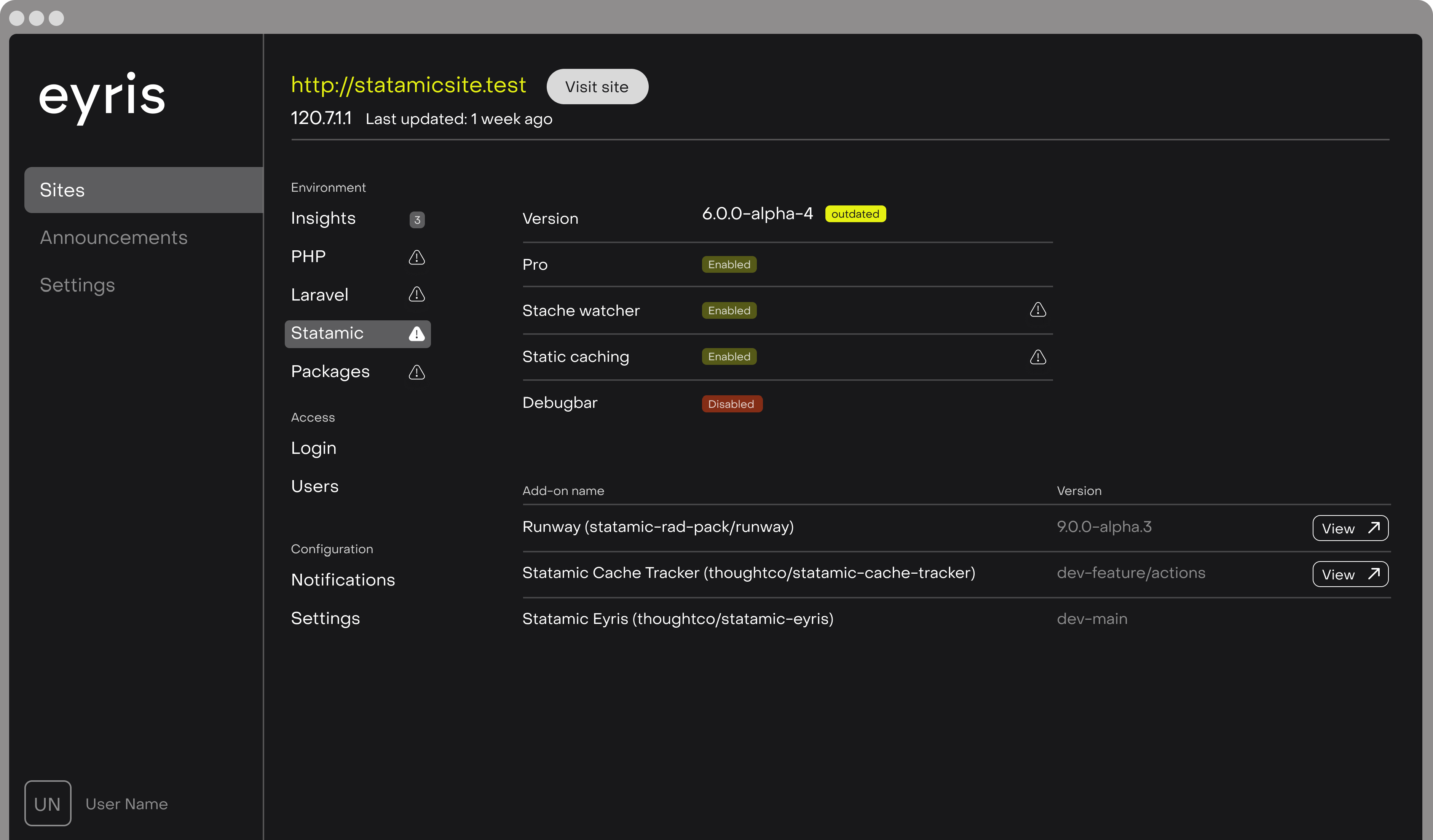 large screen view of eyris app